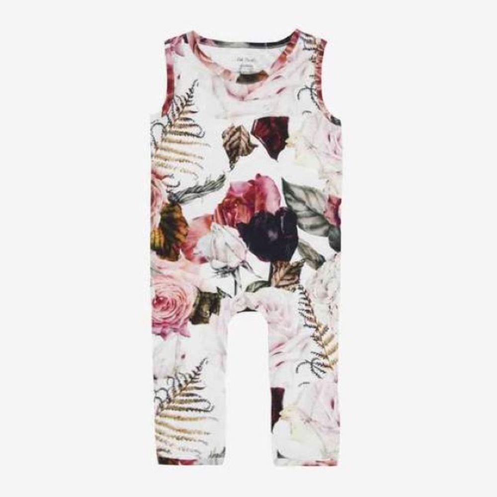 Posh Peanut Black Rose Romper + PP headband